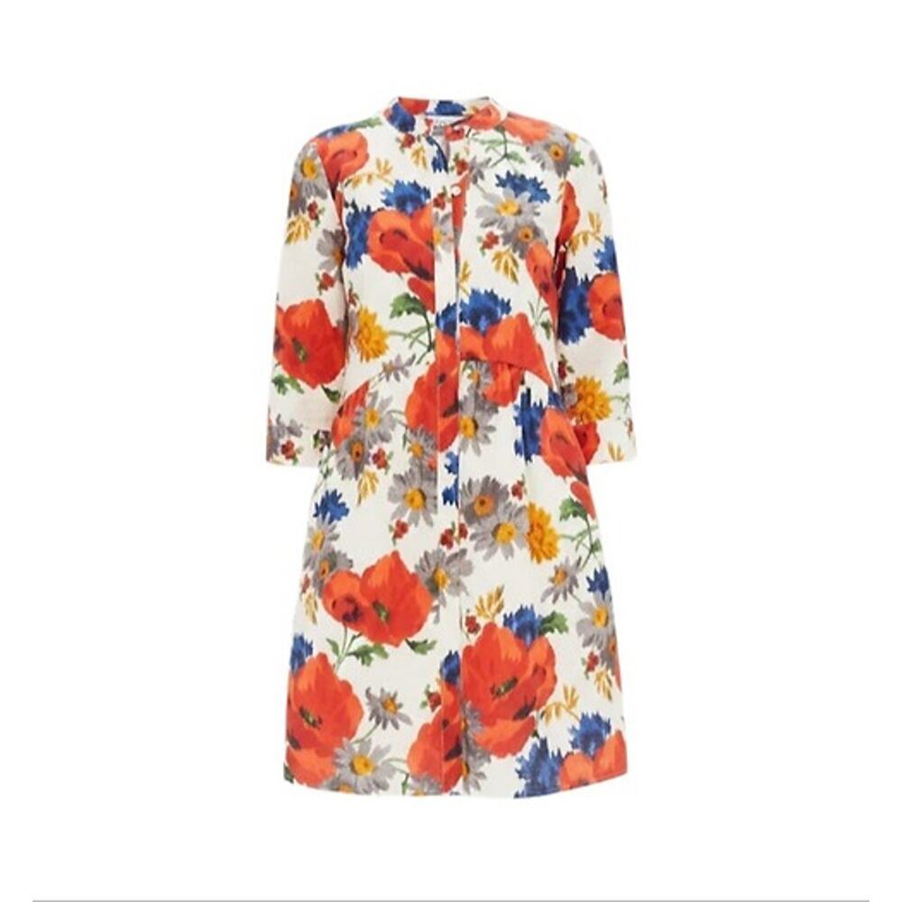 TUCKERNUCK Crimson Poppy Cotton Linen Royal Shirt Dress Size XS NWT - Picture 8 of 8